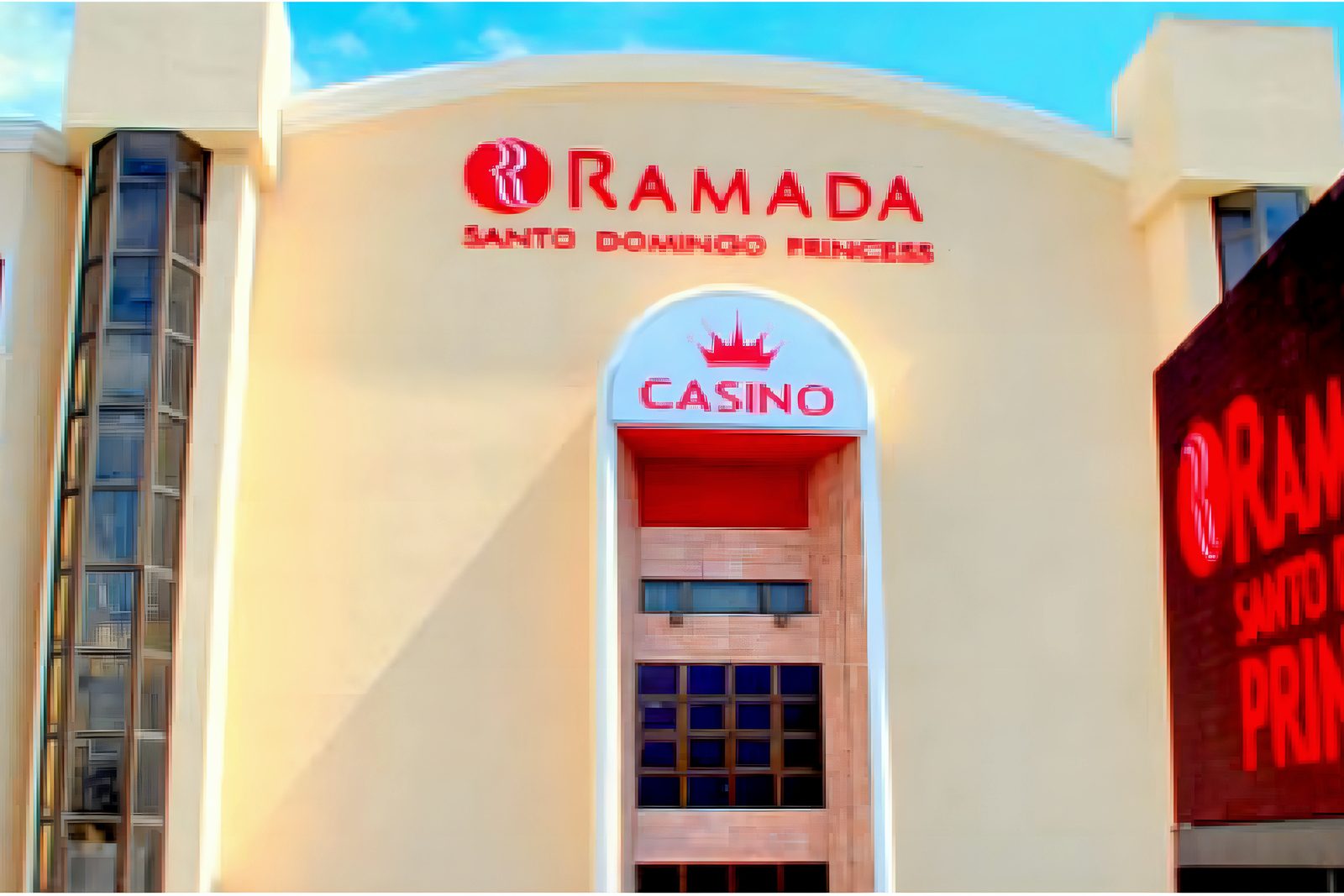 Ramada Santo Domingo Princess hotel entrance with casino sign